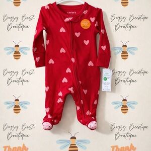 NWT Carter's Red and Pink Heart Footie
